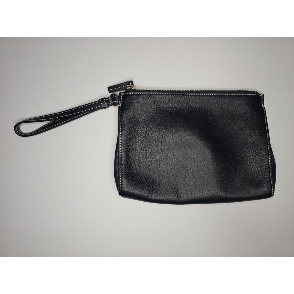 Talbots Navy blue 100% leather wristlet